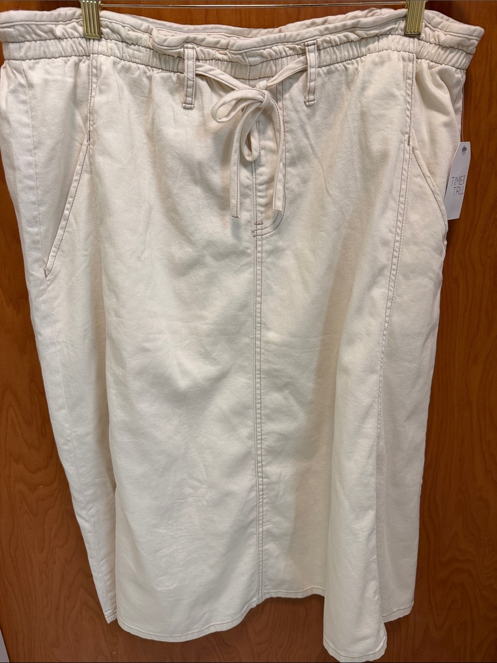 🎨🎨🎨BOGOHO🎨🎨🎨Cream Drawstring Midi Skirt-XL